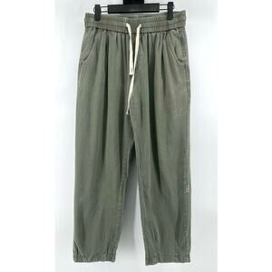 DIAN FAN 100% Cotton Drawstring High Rise Pants Size XL Green